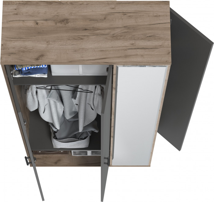 Прихожая 2-3421дкт/граф Домино-мини, цвет дуб крафт табачный/графит, ШхГхВ 88х36х202 см., универсальная сборка
