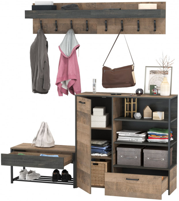 Трувор Прихожая 184, дуб гранж песочный/интра