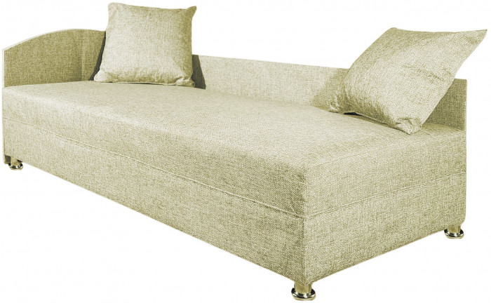 Кровать тахта односпальная 80х185, левый угол, рогожка, бежевый