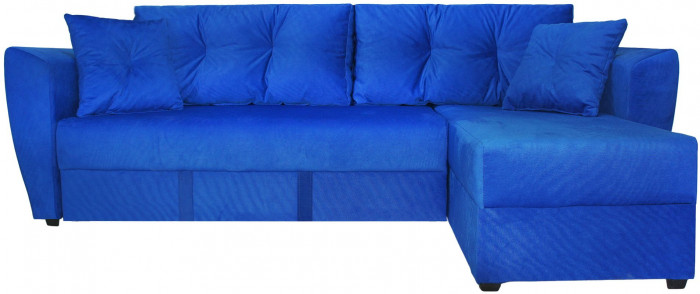 Диван-кровать угловой Амстердам Люкс, 150х200, еврокнижка, независимый пружинный блок, велюр, синий