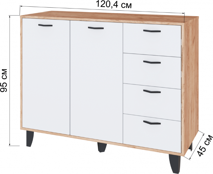 Комод Катрин-12 дуб крафт золотой/белый