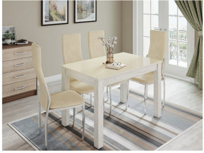 Стол обеденный Бруно 1200х800 дуб крафт белый/лакобель ваниль