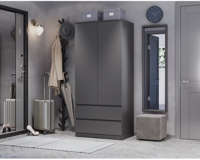 Шкаф двухстворчатый Симпл ШК-03, графит