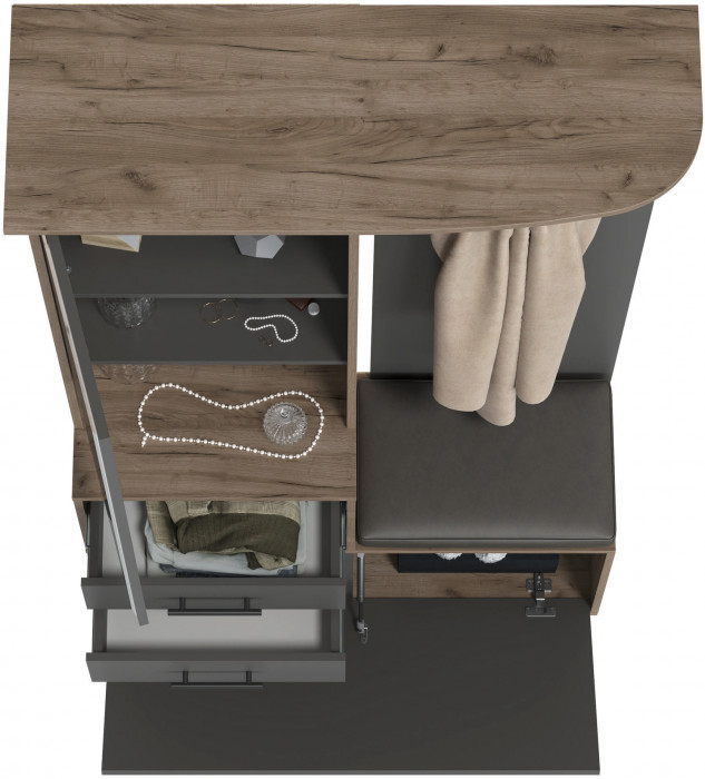 Прихожая 2-3431дкт/граф Домино - Шкаф с вешалкой, цвет дуб крафт табачный/графит, ШхГхВ 100х36х202 см., универсальная сборка