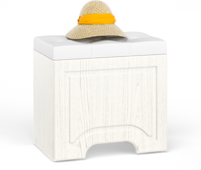 Ливерпуль Пуф 14.02 + Зеркало навесное 03.242, ясень ваниль/белый/эко-кожа гранд белый