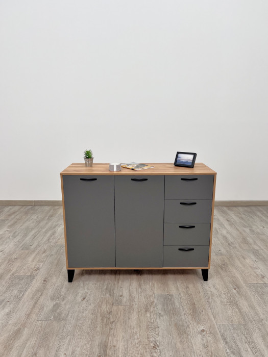 Комод Катрин-12 дуб крафт золотой/графит серый