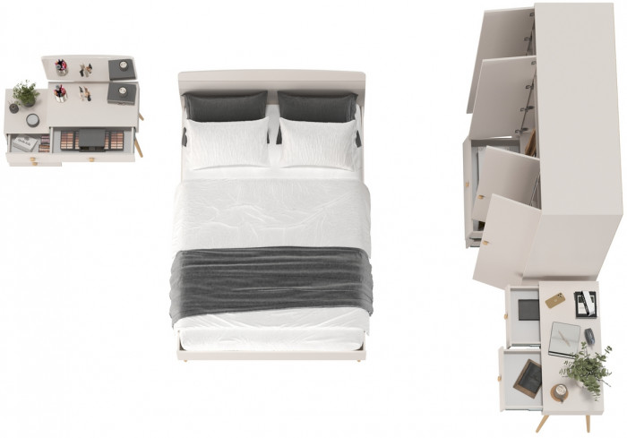 Афина Спальня 15-1400, цвет кашемир серый, сп.м. 1400х2000 мм., б/м, основание есть - фанера