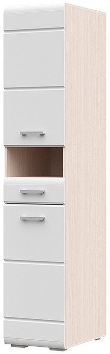 Симба пенал с ящиками (400*2000*570) дуб белфорт/белый глянец