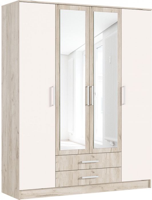 Шкаф 4-х дверный для одежды Мартина, Крафт серый/Кашемир