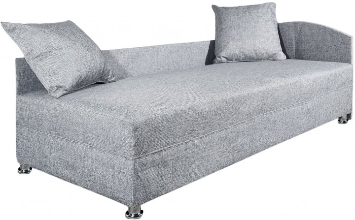 Кровать тахта односпальная 80х185, правый угол, рогожка, серый