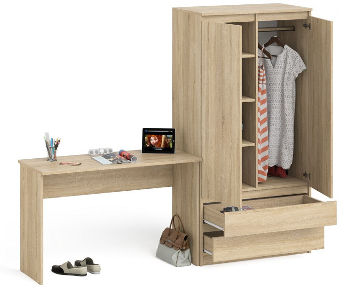 Мори письменный стол МСП1200.1 + Шкаф МШ900.1, дуб сонома