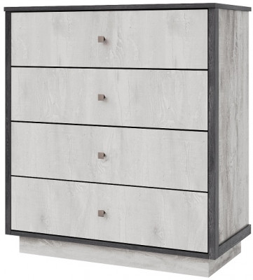 Комод 4 ящика "Тиффани" - Бетон пайн светлый/Дуб шале графит