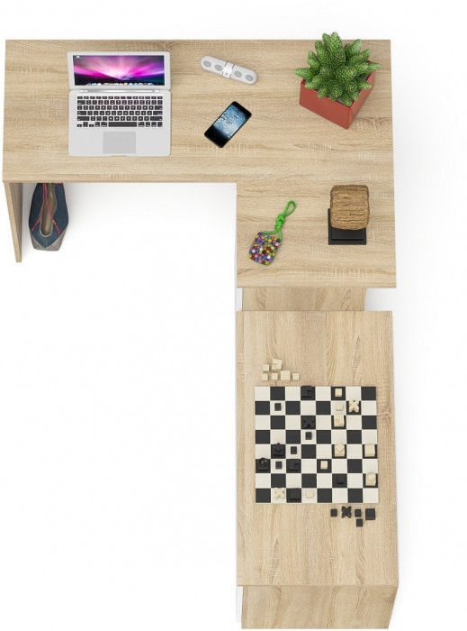 Мори Стол компьютерный МС-16 правый + Тумба МА900.1, цвет дуб сонома/белый, ШхГхВ 214,8х84,9х76,6 см., выдвижные ящики справа, НЕ универс. сборка