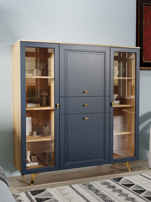 Шкаф низкий (2 стеклодвери) Вега Сапфир