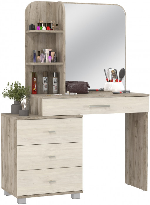 Трюмо 4-25100дкс/скан.д.б. Оливия, цвет дуб крафт серый/скандинавское дерево белое, ШхГхВ 107х45,3х146,6 см., НЕ универсальная сборка