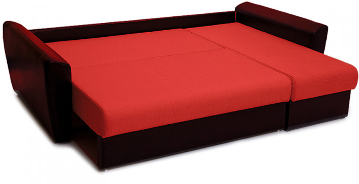 Диван-кровать угловой Амстердам, 160х200, еврокнижка, независимый пружинный блок, рогожка/экокожа, красный