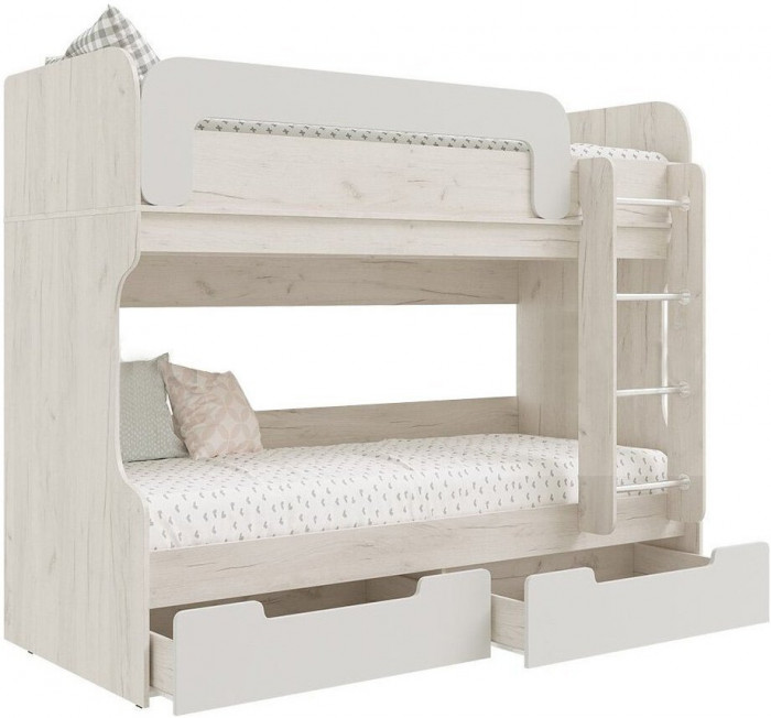 Юниор-4 Кровать-чердак 80х200 (Шарли белый, Крафт белый)