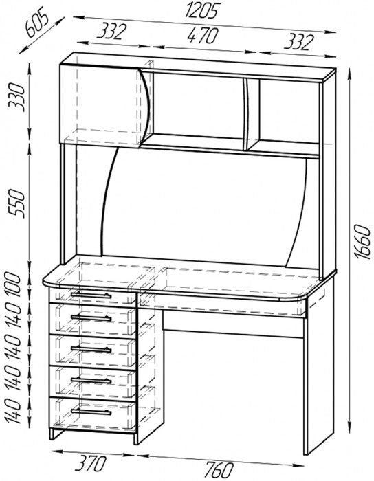 Два стола рабочих 6-0606дубсон Сигма, цвет дуб сонома, ШхГхВ 241х60,5х166 см., НЕ универсальная сборка