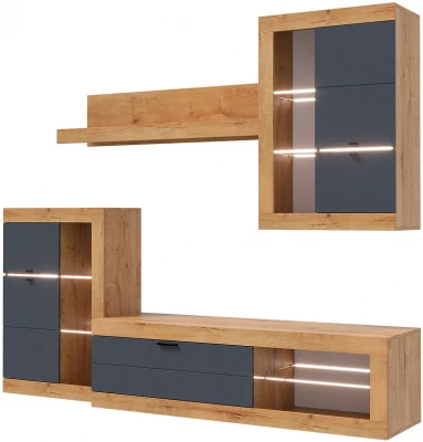 Прага Модульная Гостиная, вариант №1, Дуб Вотан/Графит