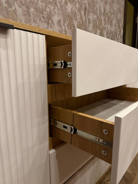 Марвэл Комод 2 двери 4 ящика (1600), Дуб крафт/Браш графит