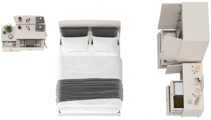 Афина Спальня 05-1400, цвет кашемир серый, сп.м. 1400х2000 мм., б/м, основание есть - фанера