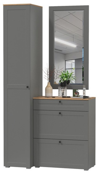 Остин Прихожая 22, цвет серый графит/дуб крафт золотой, ШхГхВ 120х54,3х229,6 см., универсальная сборка