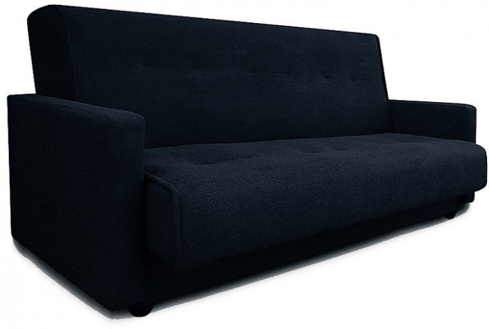 Раскладной диван-кровать, прямой, книжка, цвет черный, Милан 140