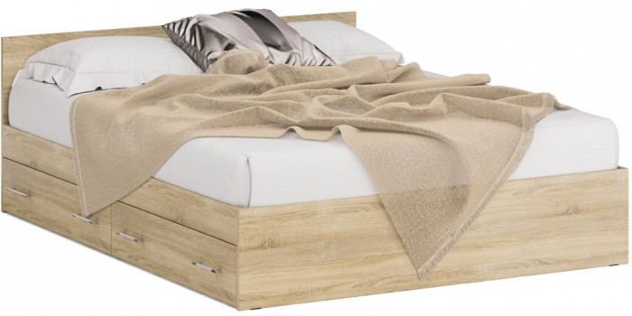 Кровать с ящиками 1600 + угловой шкаф Стандарт, дуб сонома