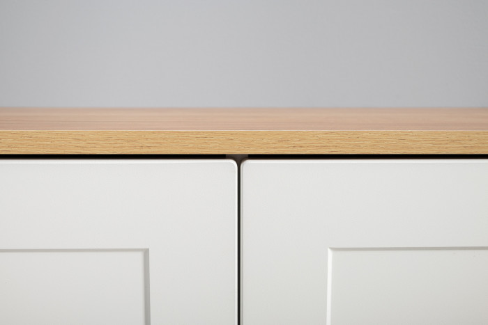 Остин 16.240 Комод, цвет белый шагрень/дуб крафт золотой, ШхГхВ 160,1х41,9х75,4 см. (шесть выдвижных ящиков)