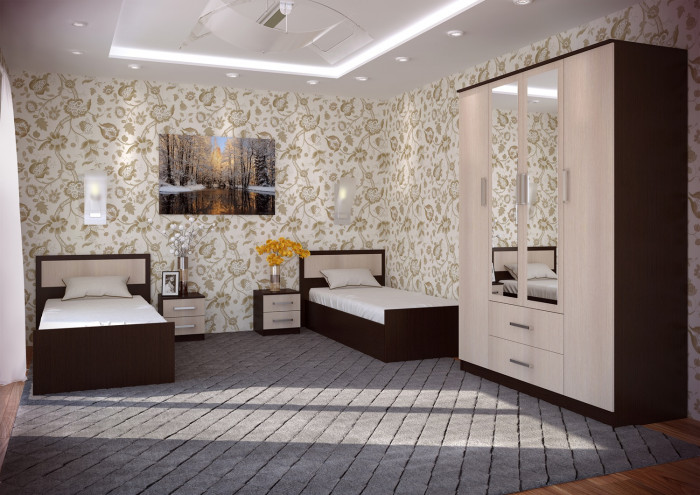 Шкаф 4-х дверный Фиеста, венге/лоредо