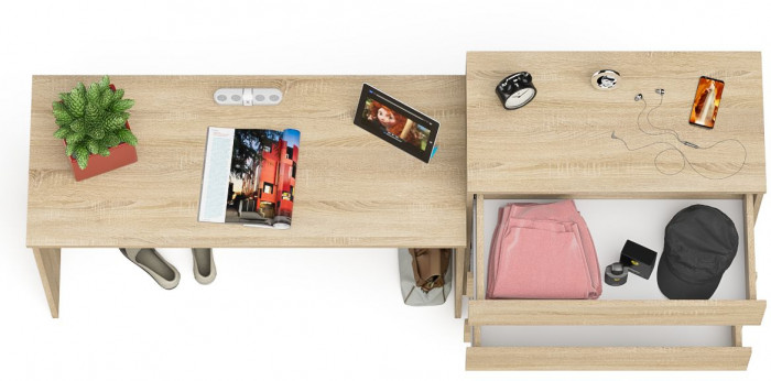 Мори Стол письменный МСП1200.1 + Комод МК800.4, цвет дуб сонома, ШхГхВ 200,8х50х94 см., универсальная сборка