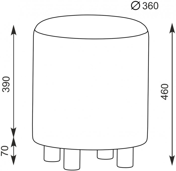 Банкетка 6-5137ТКШсв.серый Марта, цвет ткань светло-серая, ШхГхВ 36х36х46 см.(круглая банкетка на трёх ножках)