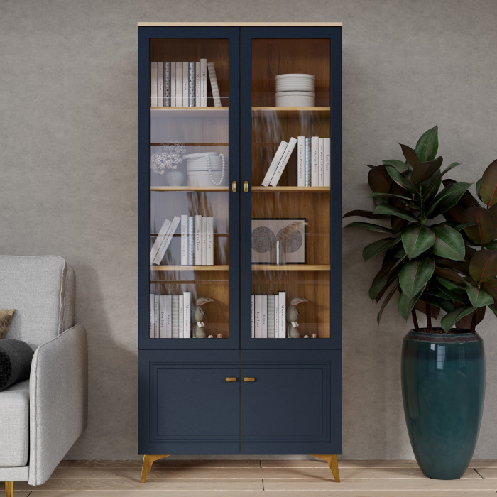 Шкаф-витрина 2-х дверная Вега Сапфир