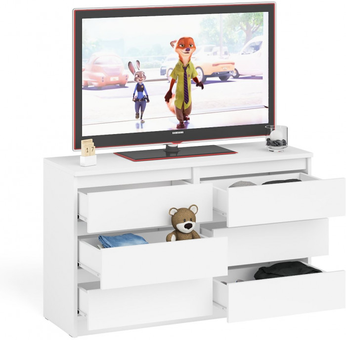 Мори Комод МК1200.6, цвет белый, ШхГхВ 120,4х41х73 см.