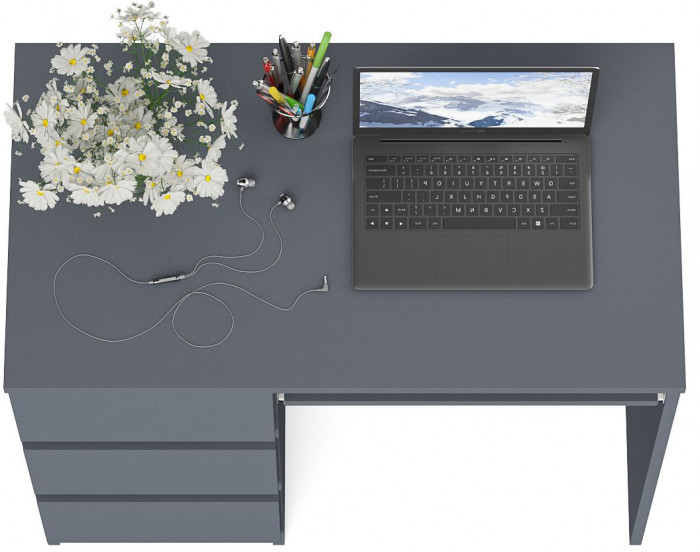 Мори Стол компьютерный МС-6 левый, цвет графит, ШхГхВ 90х50х76,6 см., выдвижные ящики слева, НЕ универсальная сборка