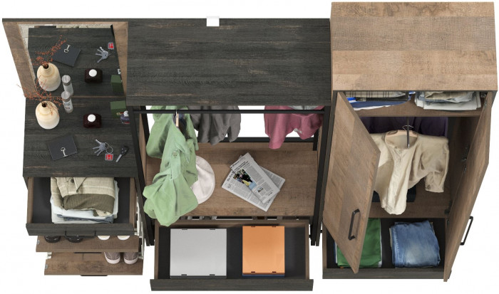 Трувор Прихожая 232, дуб гранж песочный/интра