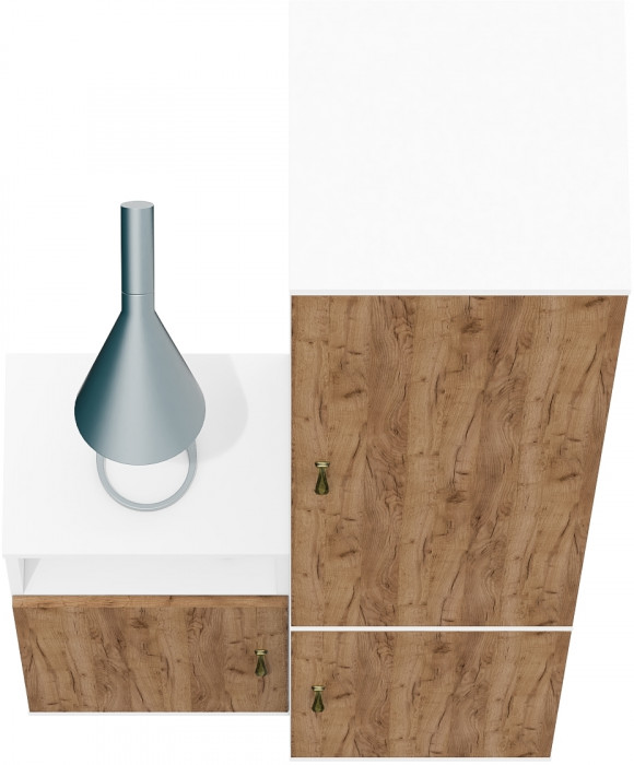 Лидер-8 Пенал МД 22Б + Тумба МД 3.19, белый шагрень/крафт золото