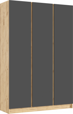 Келвин Шкаф 3-х створчатый 1500, Графит, Дуб Крафт