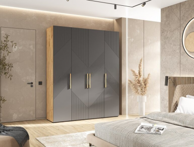 Ирис Шкаф 4-х ств. 1800 браш графит/дуб крафт