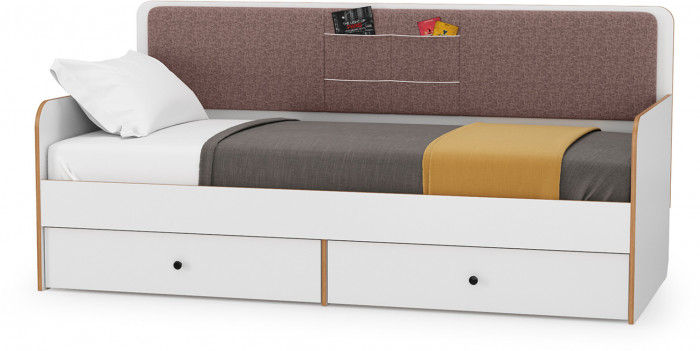 Вуди Компоновка № 33, цвет белый премиум/дуб крафт золотой/саванна латте, сп. м. 900х2000 мм., б/м, основание есть, матрас высотой до 200 мм.