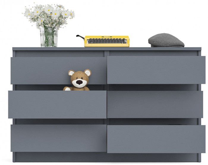 Мори Комод МК1200.6, цвет графит, ШхГхВ 120,4х41х73 см.
