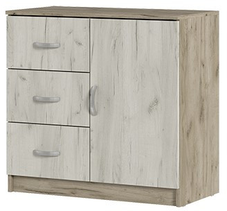 КМ 553М Бася ЛДСП комод 3 ящ. 1 ств. дуб крафт серый/дуб крафт белый