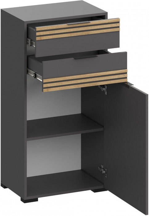 Модульная Прихожая Нао, набор №8, Графит/Графит, Дуб вотан, Simple 27