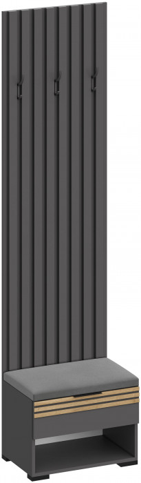 Модульная Прихожая Нао, набор №8, Графит/Графит, Дуб вотан, Simple 27