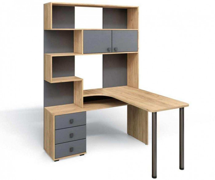 Стол Компьютерный СК-10 ПРАВЫЙ Дуб крафт/Графит