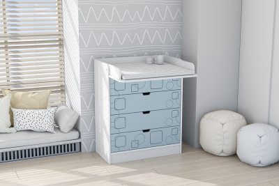 Детский Комод раскладной Бриз МДФ, Белый/Антарктида (Квадрат)