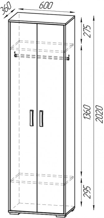 Прихожая Домино 4, цвет дуб крафт табачный/графит, ШхГхВ 220х36х202 см., универсальная сборка