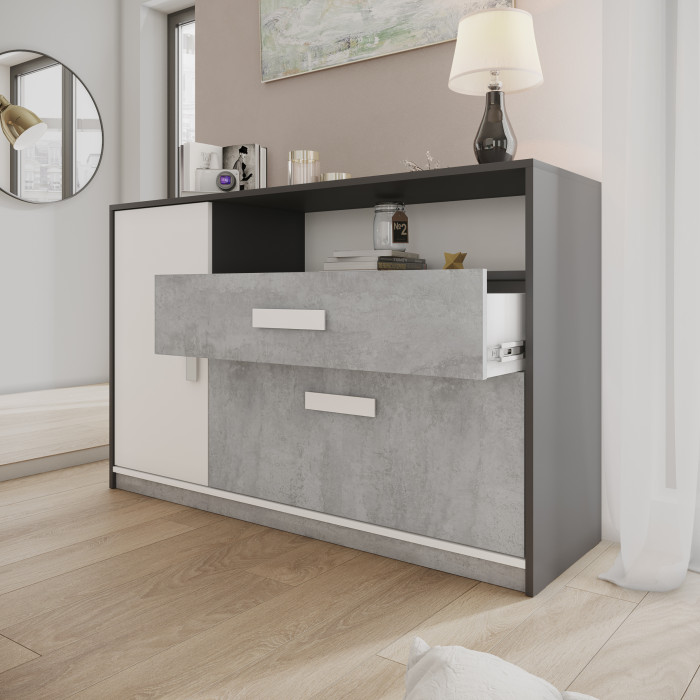 Кэнди Комод КК-1 Цемент/графит/белый