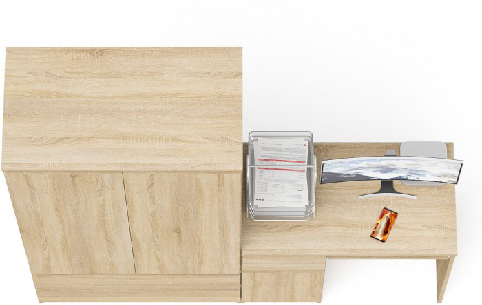 Мори Стол компьютерный МС-1 левый + Шкаф МШ900.1, цвет дуб сонома, ШхГхВ 180,4х50,4х179,6 см., выдвижной ящик слева, НЕ универсальная сборка