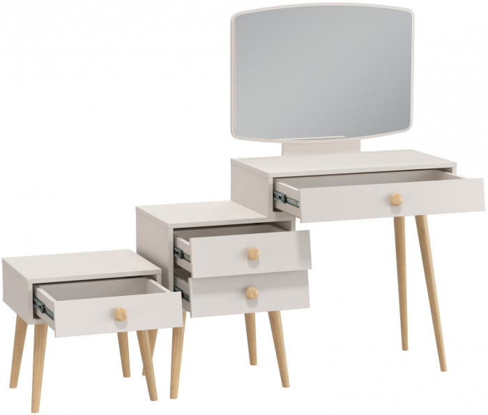 Афина Спальня Трюмо + Тумба прикроватная, кашемир серый